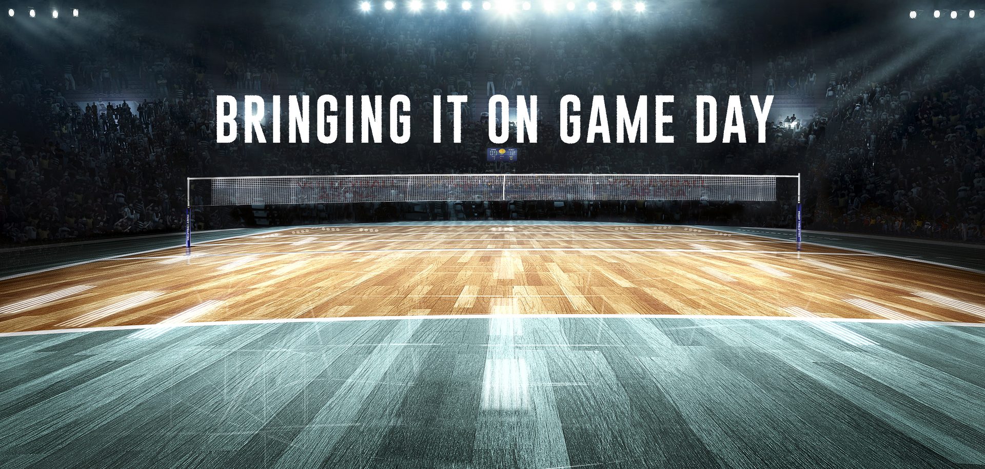 Bringing it on game day — empty arena volleyball court
